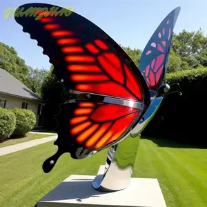 Custom Modern Vivid Large Size Environmental Metal Craft Sculpture Outdoor Stainless Steel Butterfly Statue