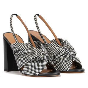 Sandali con tacco alto in raso con tacco grosso annodato a fiocco scarpe da donna con tacco largo - Product Image 6