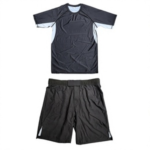 Ensemble de maillots et de spats MMA personnalisés pour adultes, extensibles, respirants et légers, avec impression par transfert thermique, Rash Guard BJJ pour Grappling NO GI Fight - Product Image 4
