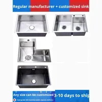 Évier de Cuisine Multifonction Personnalisable en Acier Inoxydable 304, à Vasque Unique, Forme Carrée, avec Quatre Trous