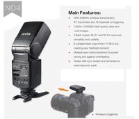 Flash para Cámara Godox Thinklite TT520II con Señal Inalámbrica Integrada de 433MHz para Cámaras DSLR Canon, Nikon, Pentax, Sony, Fuji, Olympus