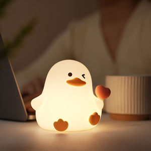 Multi-color Lights Touch Kids Cartoon Nursery Bedside Cute Led Small Duck Silicone Night Light For bedroom gift desktop <b>lamp</b> - Product Image 3