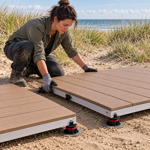 Système de terrasse extérieure modulaire préfabriqué en WPC pour toits urbains, en acier galvanisé, hauteur réglable, étanche, taille personnalisée, prêt à l'emploi - Product Image 5
