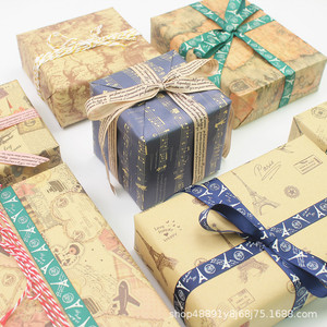 Papel de regalo retro Kraft con diseño de mapa vintage para manualidades, caja de regalo 7451, origen Jinhua, papel de embalaje reciclable - Product Image 2