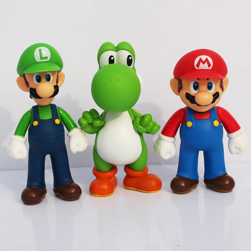 Vendas inteiras 5-Inch 3D Cartoon Cake Decoração Brinquedos Supermario Boneca Figuras Jogo Toy Super Mari Figurines