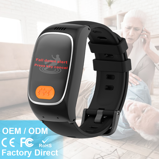 Jiai L16PRO 4G Senior Smart Fall Detector GPS Position Temperature Sensor SOS Emergency  Silica Gel New Heart Rate Tracker