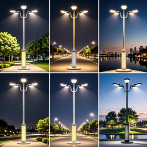 LED Street Light <b>Solar</b> Powered IP66 Rated 10-Year Warranty <b>Outdoor</b> Landscape Bollard Lamp with Leaf Motif Post Top <b>Lantern</b> - Product Image 4
