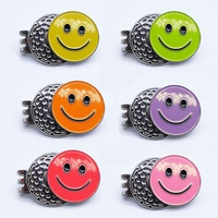Marqueur de balle de golf personnalisé en émail avec visage souriant, style cadeau en gros, clip de chapeau en métal, accessoires de golf en fer