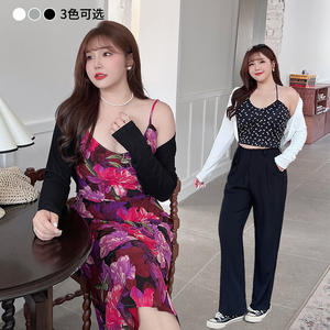 Cárdigan corto modal Runqi N8342 de talla grande para mujer, grosor medio, con etiqueta y marcas. - Product Image 2