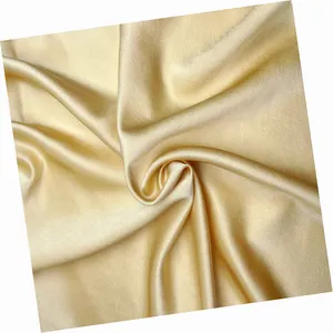 19Mm Sang Trọng Dâu Lụa Charmeuse Satin Vải Viscose Pha Trộn Với Đàn Hồi Căng Màu Vàng Cho Phụ Nữ Ăn Mặc Pajama Vải