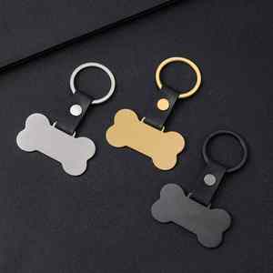 Customized Stainless Steel Keychain Laser Engraved Bone Shape With <b>Pet</b> Dog Company Logo Metal Crafts - Product Image 1