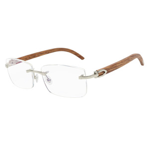 Nouvelles Montures Optiques <span class=keywords><strong>en</strong></span> Titane et <span class=keywords><strong>Bois</strong></span> pour Hommes, Lunettes d'Affaires Sans Monture, Branches <span class=keywords><strong>en</strong></span> <span class=keywords><strong>Bois</strong></span> - Product Image 1