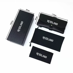 Estuche de Gafas de Cuero de Alta Gama con Bolsa de Tela, Rectangular, Negro Sólido, 185x85mm, Verano 2024 - Product Image 2