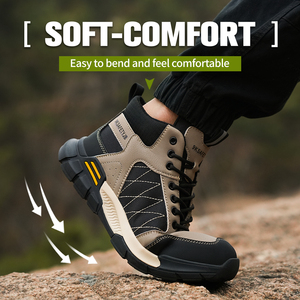 Zapatos de Seguridad para Hombre, Fabricados por el Fabricante Original (OEM), con Empeine de Microfibra y Cuero, Ligeros, Transpirables, Botas de Trabajo de Caña Alta - Product Image 5
