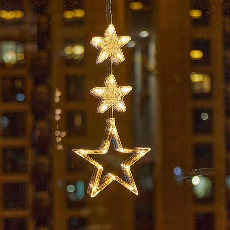 Three series of five-pointed stars (warm color)