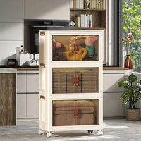 Meuble de salle à manger, chariot de cuisine en PP+PC, multifonctionnel, gain de place, installation facile, armoire de rangement pliable et mobile