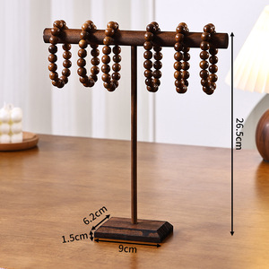 Jewelry Organizer Stand Wooden <b>T</b>-<b>Bar</b> Necklace Rack Bracelet Holder Display Selling Bangle - Product Image 3