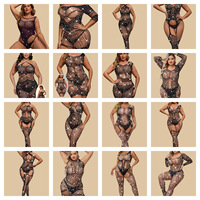 Cy135 Lingerie Seksi Terlaris Ukuran Besar untuk Perdagangan Luar Negeri, Bodysuit Terbuka di Bagian Selangkangan, Bahan Tipis Berlubang Warna Biru, Pakaian Erotis ODM