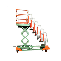 Escalier d'échelles télescopiques en alliage d'aluminium réglable en hauteur avec plate-forme de travail aérien capacité de 350KG pour une utilisation en supermarché et en salle de sport