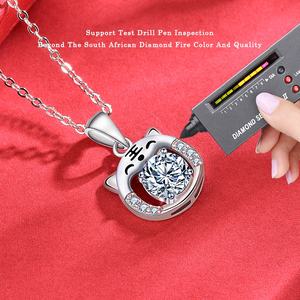 Collana XMA025 in Argento Sterling S925 di Alta Qualità con Moissanite, Design Carino a Forma di Tigretta, Gioielli da Donna alla Moda, Vendita all'Ingrosso dalla Fabbrica - Product Image 2