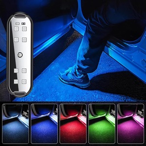 5V USB sạc không dây tự động RGB <span class=keywords><strong>LED</strong></span> môi trường xung quanh đèn phổ Xe mở cửa an toàn chống va chạm khẩn cấp tín hiệu cửa ánh sáng - Product Image 2