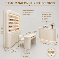 Ensemble de mobilier de salon de manucure de luxe sur mesure, vitrine de présentation pour institut de beauté, table de manucure, comptoir de réception, équipement de magasin
