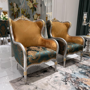 <span class=keywords><strong>Sofa</strong></span> mewah klasik Italia Royal Eropa ukiran tangan kayu Solid perak emas daun emas emas emas <span class=keywords><strong>Sofa</strong></span> kain hijau - Product Image 5