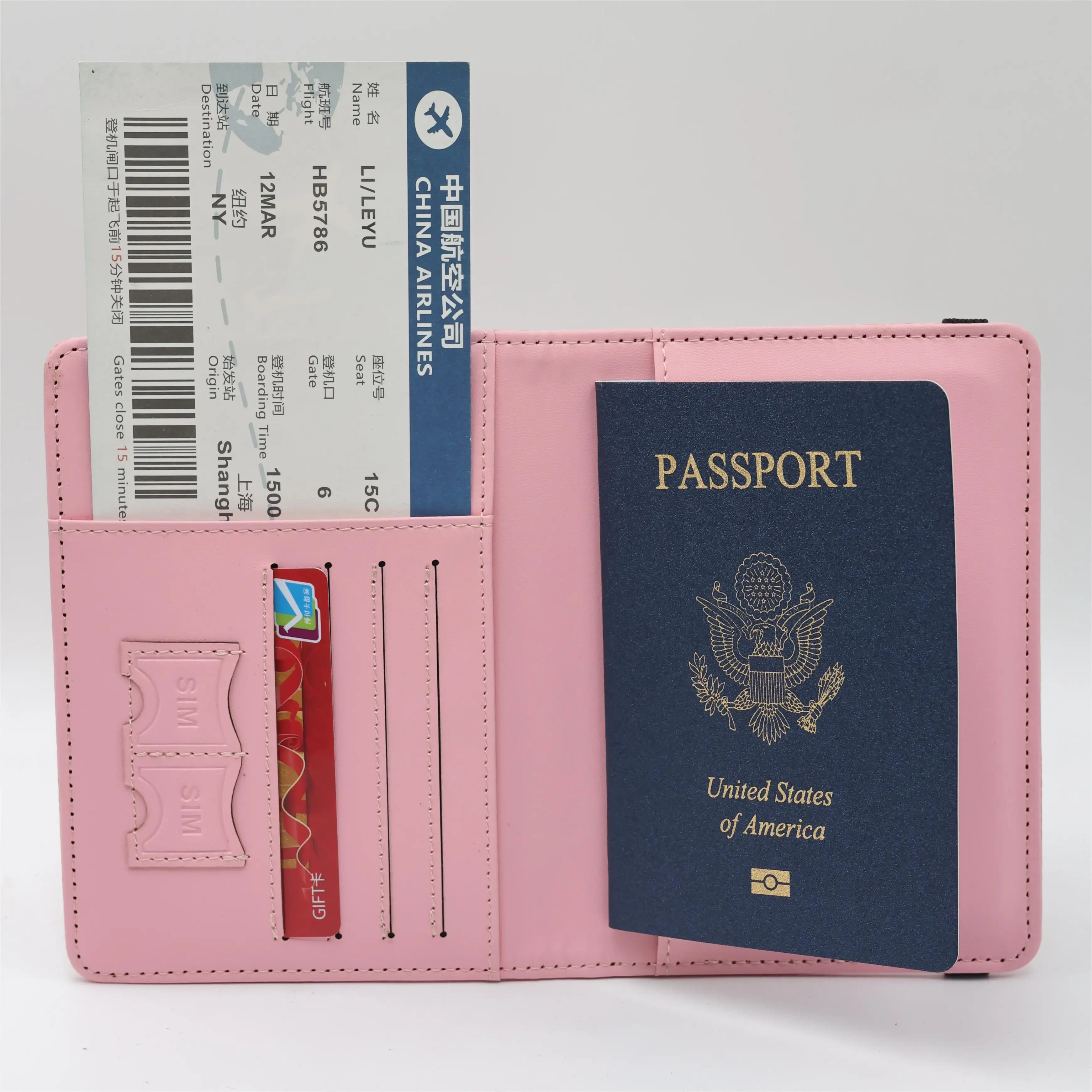 Knit logo Rusia pemegang paspor kulit RFID casing paspor PU menenun sertifikat tempat kartu melingkar penutup paspor logo kustom