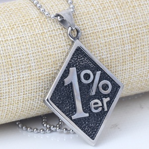 Color plata Acero inoxidable geométrico Outlaw One Percenter 1% ER collar 24 pulgadas cadena motocicleta motorista hombres Punk joyería - Product Image 4
