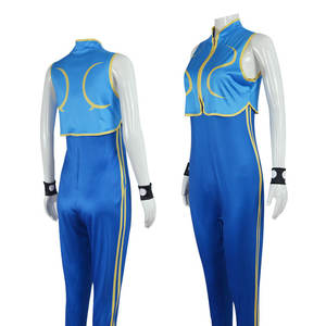 Street Fighter 6 Chunli Costume Halloween moulant Onesie noël <span class=keywords><strong>fantaisie</strong></span> combinaison scène Performance jeu robe adulte - Product Image 4