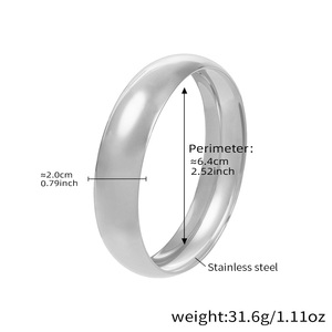 High End 18k PVD Gold Plated Chunky Cambered Surface Simple <strong>Bangle</strong> <strong>Bracelet</strong> Women Trendy Stainless Steel Gifts Wholesale - Product Image 4