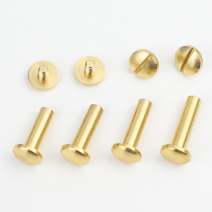 Vis à tête fendue, goujons et rivets en laiton et cuivre de haute qualité, M4 Grade 4.8, diamètre de tête 8-10mm, rivets pour ceintures et cuir, photo - Product Image 2