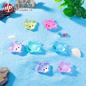 Dp Miniature Resin Manta Ray Ornament Glowing Aquarium Decoration <b>Fish</b> <b>Tank</b> Accessory Blue Pink Yellow Green Purple Rose Red - Product Image 2