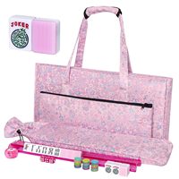 Set Permainan Mahjong Melamin Amerika 166 Ubin Kristal Transparan 4 Rak/Pendorong All-in-One Aksesori Lengkap