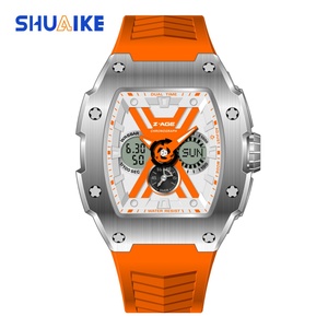 Montre numérique analogique à quartz carrée de luxe de haute qualité pour hommes, étanche 50M, bracelet en silicone, boîtier en acier inoxydable, montre TSAR - Product Image 1