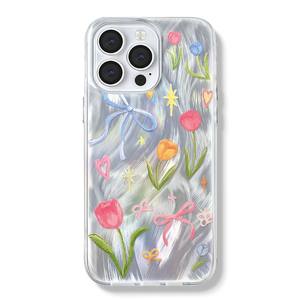 Funda de teléfono Ins con flores de colores para <span class=keywords><strong>iPhone</strong></span> 16 Pro Max 17 15 14 13 12 <span class=keywords><strong>11XS</strong></span> XR Max, funda de teléfono suave anticaída de gasa de plumas para personas mayores - Product Image 1
