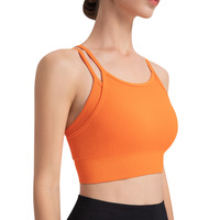 Soutien-gorge de sport à séchage rapide pour la course et le fitness Couleur unie avec sangles antichoc Y-Line et coussinets fixes Soutien-gorge d'entraînement pour le dos croisé