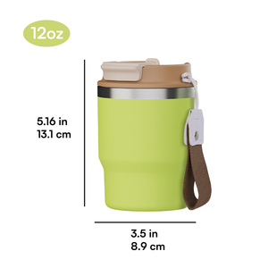 Gobelet isotherme sous vide en acier inoxydable 304 de 12 oz avec poignée et paille pour les voyages, garde les boissons chaudes/froides - Product Image 3
