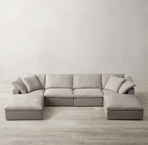 Sassanid OEM nuovo arrivo contemporaneo americano piuma di lino divano avvolto componibile U-Chaise componibile