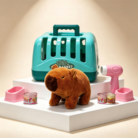 Ensemble de jeu pour enfants sur le thème des animaux, cochon d'eau électrique en peluche avec cage de transport portable, jouets d'imitation pour l'alimentation