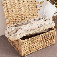 Panier de rangement multifonctionnel écologique de style moderne et simple, petit ensemble de trois organisateurs rectangulaires en corde de papier