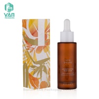 YAN Packaging Flacon compte-gouttes en verre de luxe, rond, ambré dépoli, à épaule plate, vide, 30 ml, pour huile essentielle et sérum visage, avec boîte en carton