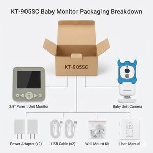 Caméra de surveillance pour bébé sans fil KT-905SC 1080P HD, vision nocturne automatique, surveillance de la température, audio bidirectionnel, batterie rechargeable, VOX - Product Image 6