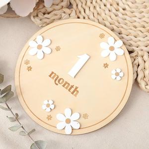 البابونج الخشبية البوهيمي بطاقة معلم زهرة 1 شهر بطاقة معلم الديكور خلفية القمر الكامل - Product Image 3