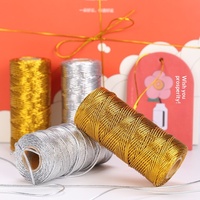 Cordon en polyester doré et argenté de 1,5 mm pour emballage de boîtes cadeaux, étiquettes suspendues, non extensible, accessoires vestimentaires en gros, 100 m