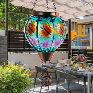 Bướm năng lượng mặt trời đèn lồng nhấp nháy ngọn lửa thủy tinh ngoài trời không thấm nước <span class=keywords><strong>LED</strong></span> ánh sáng trang trí treo khinh khí cầu năng lượng mặt trời - Product Image 6