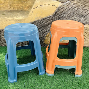 Taburete de plástico redondo y grueso para el hogar, sala de estar y comedor, apilable, de polipropileno PP, colores mixtos, 29x48 - Product Image 4