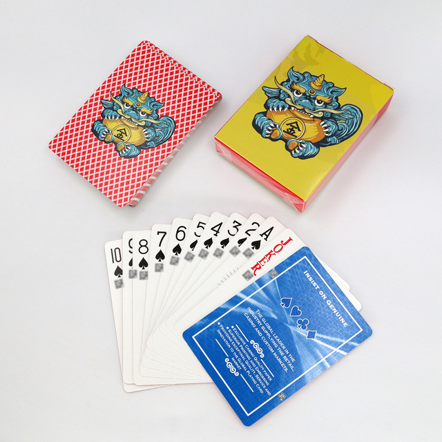 Custom Personalized Cartoon character Design Square Corners Poker Cards Glossy Finish Red Checkered Back Motif Playing Cards