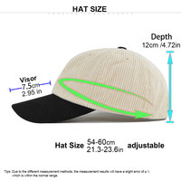 Gorras de Béisbol de Pana de 5 Paneles con Visera Plana Retro sin Estructura, Estilo Formal, con Logotipo de Parche Bordado Personalizado, Venta al por Mayor