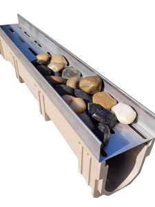 <span class=keywords><strong>ราง</strong></span>น้ำร่องรูปตัวยูทำจากเรซินเส้นตรงพร้อมฝาปิดแบบสเตนเลส - Product Image 3